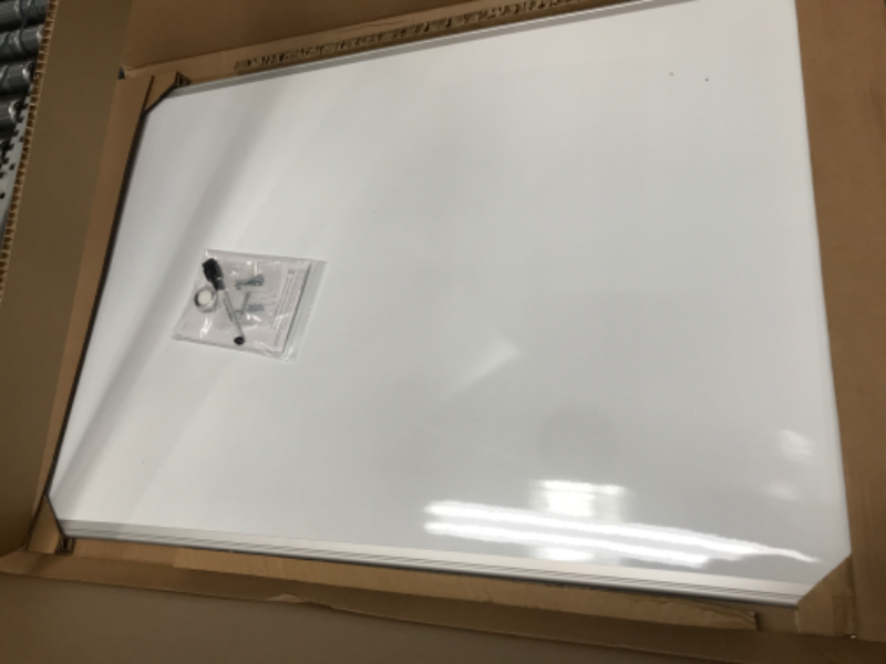 Photo 2 of Amazon Basics Magnetic Dry Erase White Board, 36 x 24-Inch Whiteboard - Silver Aluminum Frame 24" x 36" Magnetic, Aluminum Frame