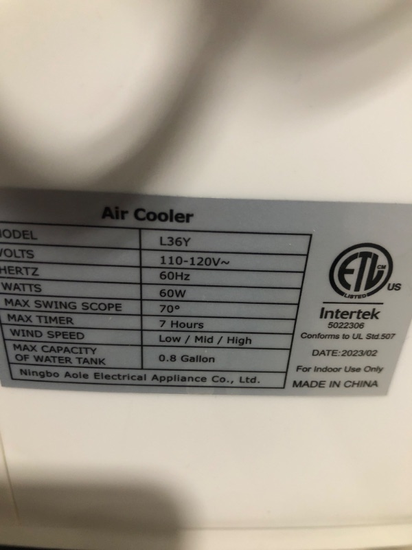 Photo 4 of * used * functional * no remote *
TEMEIKE 3-IN-1 Evaporative Air Cooler, Swamp Cooler Air Conditioner Portable for 1 Room w/Remote