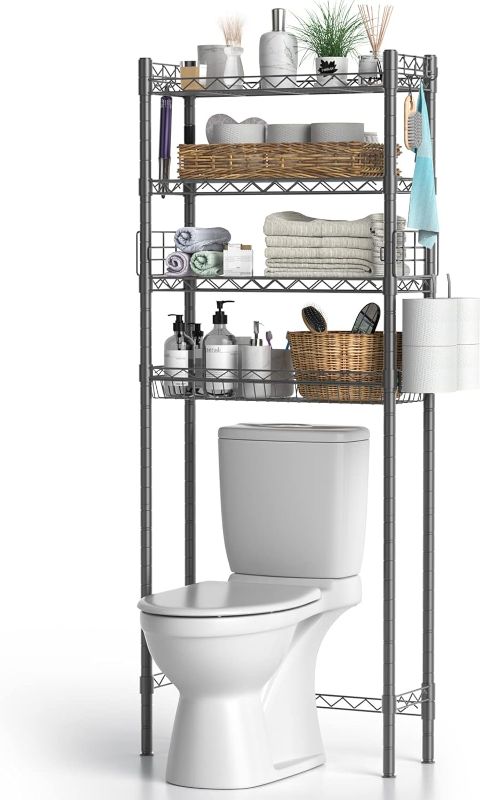 Photo 1 of 











Hodonas Bathroom Organizer Over Toilet Storage, 4-Tier Over The Toilet Shelf Adjustable Bathroom Shelves Over Toilet, Above Toilet Storage Rack Stable Freestanding Bathroom Space Saver, black 



