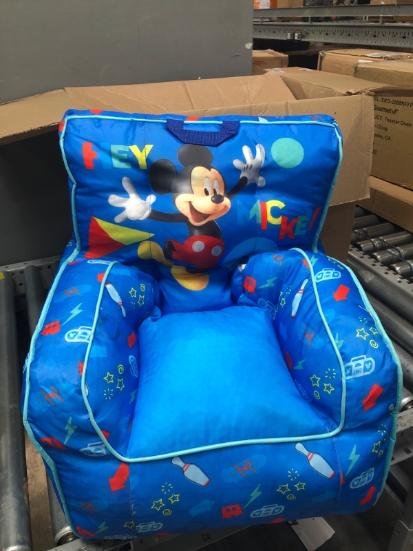 Photo 2 of Disney Mickey Mouse Kids Nylon Bean Bag Chair with Piping & Top Carry Handle