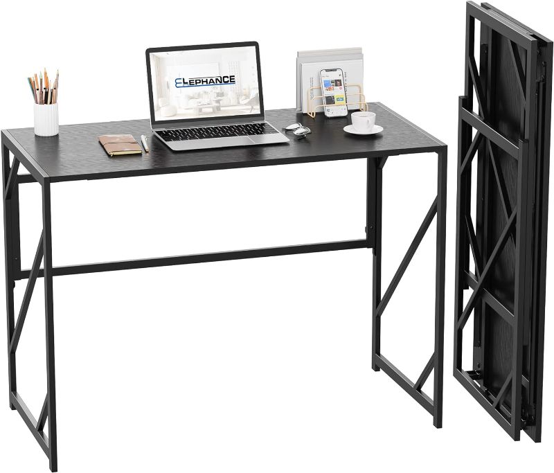 Photo 1 of Elephance 40" Folding Computer Desk No Assembly Needed Foldable Small Home Office Desk Study Writing Desk Gaming Table for Small Space
