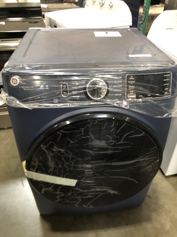 Photo 1 of GE 7.8-cu ft Stackable Smart Electric Dryer (Sapphire Blue) ENERGY STAR

