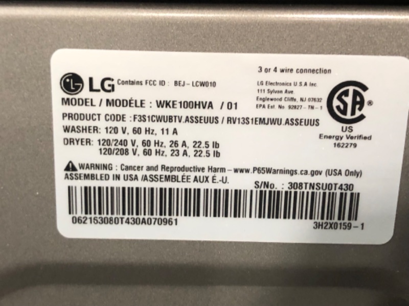 Photo 4 of LG WashTower Electric Stacked Laundry Center with 4.5-cu ft Washer and 7.4-cu ft Dryer ENERGY STAR
