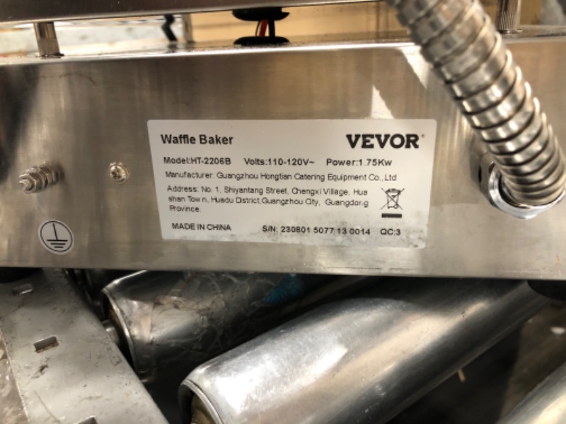 Photo 1 of VBENLEM Commercial Round Waffle Maker 4pcs Nonstick Electric Waffle Maker Machine Stainless Steel 110V Temperature and Time Control Heart Belgian Waffle Maker Suitable for Restaurant Snack Bar Family