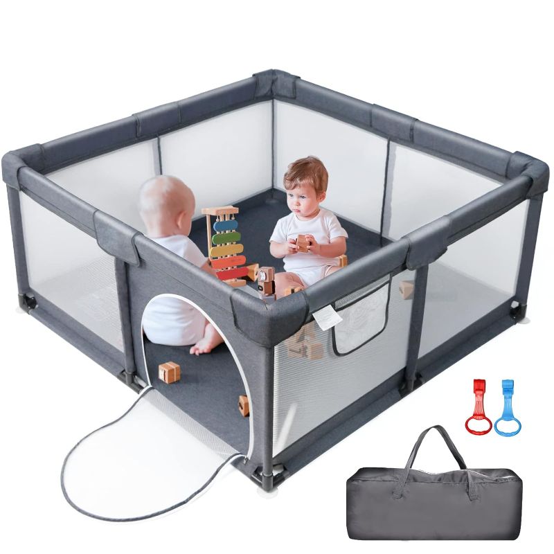 Photo 1 of Baby Playpen Play Pens for Babies and Toddlers Baby Fence Baby Play Yards for Indoor & Outdoor with Breathable Mesh Anti-Fall Playpen
