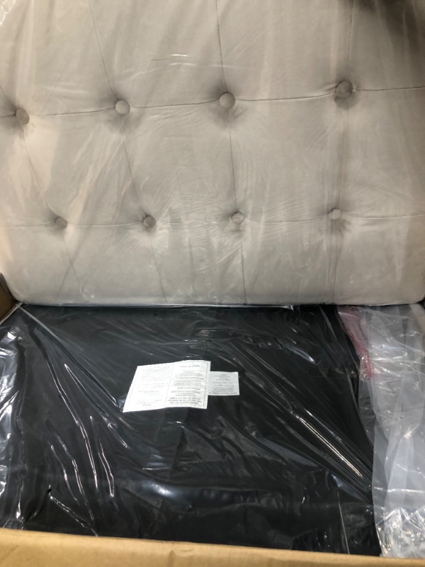 Photo 1 of 24KF Taupe Wall Mounted Tufted Button Queen Headboard Full Headboard,Soft Comfortable Velvet Padded Queen/Full Size Headboard-6035-Q-Taupe