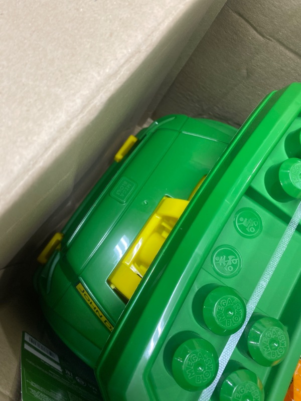 Photo 1 of ?MEGA John Deere Dump Truck Building Set With A Working Loading Bin, 23 Big Building Blocks And 1 Block Buddies Figure, Toy Gift Set For Ages 1 And Up