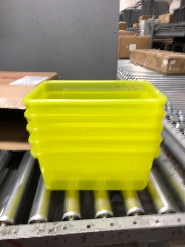 Photo 2 of 5 Pack School Smart 2005888 12 x 8 x 5 in. Translucent Cubby Bin Candy Yellow - Small