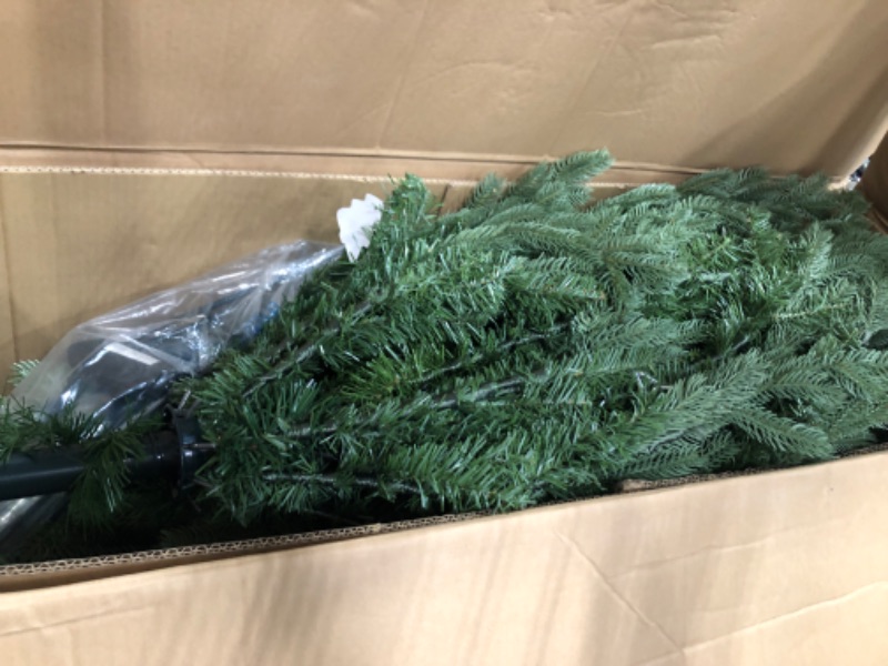 Photo 2 of Fraser Hill Farm 7.5-Ft. Unlit Foxtail Pine Green Full Artificial Christmas Tree with Stand, Foldable Natural Shaped Christmas Tree with Realistic Foliage, Flame Retardant & Non-Allergenic PVC & PE 7.5 Ft. Unlit