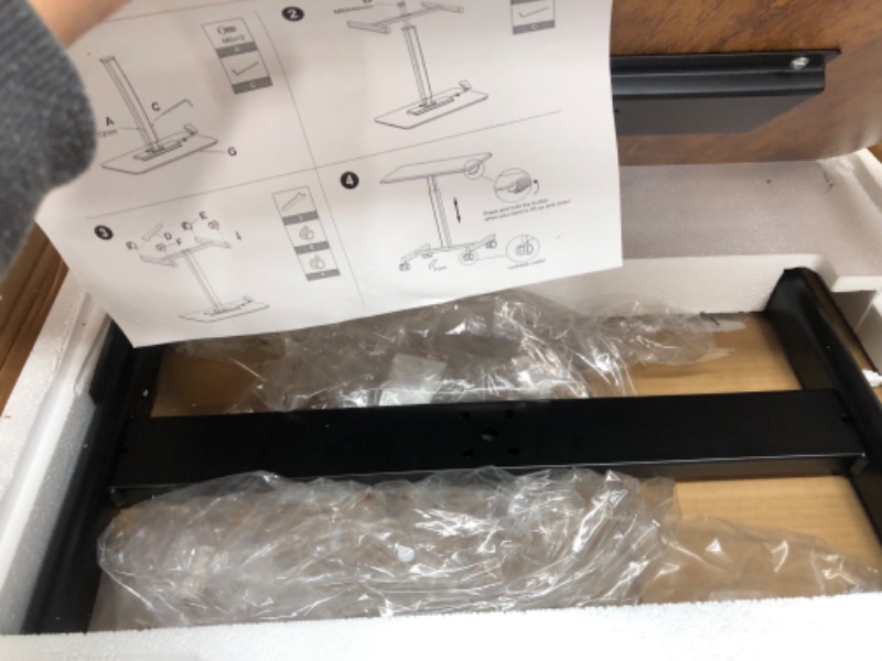 Photo 1 of Versatile Mobile Teacher Podium - Rolling Standing Desk with Adjustable Height, Wheels, and Locking Mechanism - Office, Classroom, and Home Office Furniture, Rust Brown
