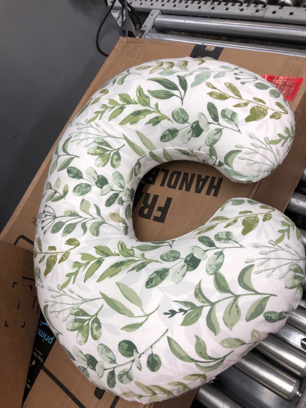 Photo 2 of Boppy Original Support Nursing Pillow, Green Foliage, Ergonomic Breastfeeding, Bottle Feeding, and Bonding, Firm Hypoallergenic Fiber Fill, Removable Cover, Machine Washable