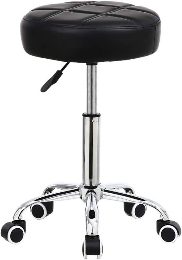 Photo 1 of 
KKTONER Round Rolling Stool Chair PU Leather Height Adjustable Shop Stool Swivel Drafting Work SPA Medical Salon Stools with Wheels Office Chair Black
Color:Black