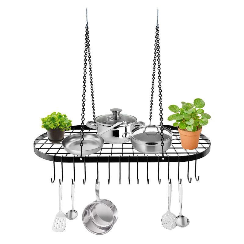 Photo 1 of 
Vdomus Hanging Pot Rack Organizer - Heavy-duty Cast Iron Ceiling Storage - Mounted Kitchen Overhead Pots Holder - Multi-Purpose Kitchen Cookware, Utensils...
Size:33 x 17 Inch