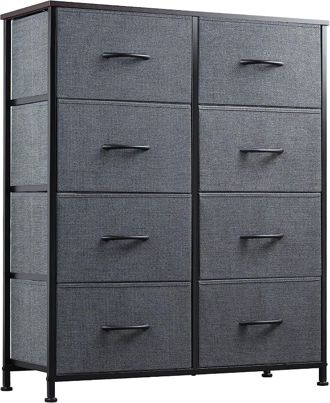 Photo 1 of ***SEE NOTES***Dresser, Dresser for Bedroom Drawer Dresser Organizer Storage Drawers Fabric Storage Tower Double Dresser with 8 Drawers, Chest of Drawers with Fabric Bins, Wood Top for Bedroom, Closet, Entryway Black