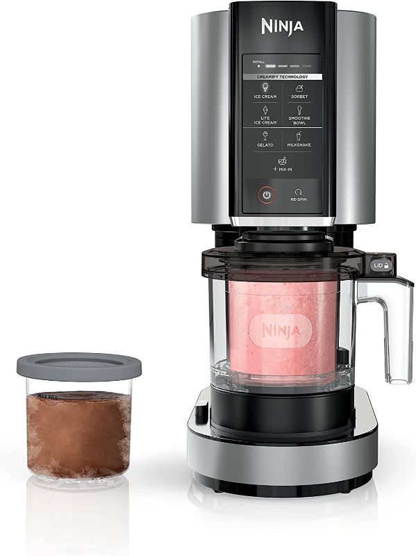 Photo 2 of Ninja NC301 CREAMi Ice Cream Maker, for Gelato, Mix-ins, Milkshakes, Sorbet, Smoothie Bowls & More, 7 One-Touch Programs, with (2) Pint Containers & Lids, Compact Size, Perfect for Kids, Silver