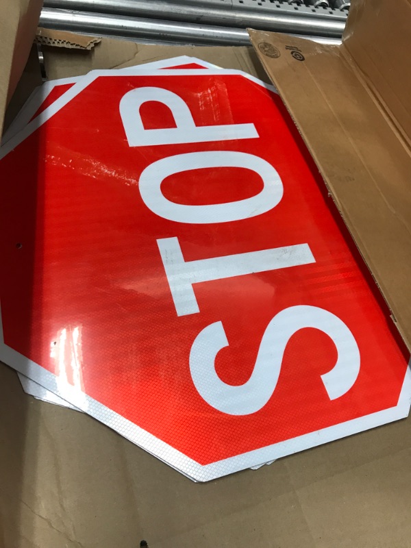 Photo 2 of Stop Sign Street Road Sign 30 x 30. A Real Sign. 10 Year Warranty. 3M High-Intensity Prismatic Reflective Sheeting.