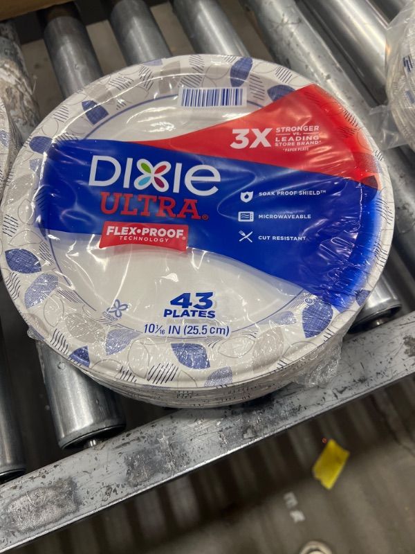 Photo 2 of Dixie Ultra Paper Plates, 10 1/6 inch Dinner Size Printed Disposable Plates, 44 Count, (1 Pack of 44 Plates),White, Blue