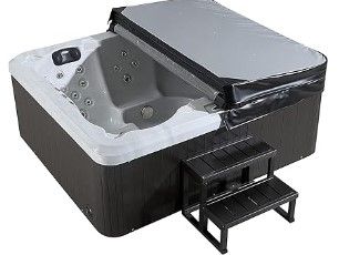 Photo 1 of **THE COVER FOR **    KOOSOM Luxury Hot Tub 5 Person Jakuzi Whirlpool Outdoor Spa Tub Freestanding Bathtub in Garden, 75 Jets Massage for 82-Inch Square with LED Lights, White Cloud + Black