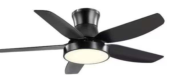 Photo 1 of 
46 in. Integrated LED Indoor Black Lighting Ceiling Fan Flush Mount with 5 Black Blades