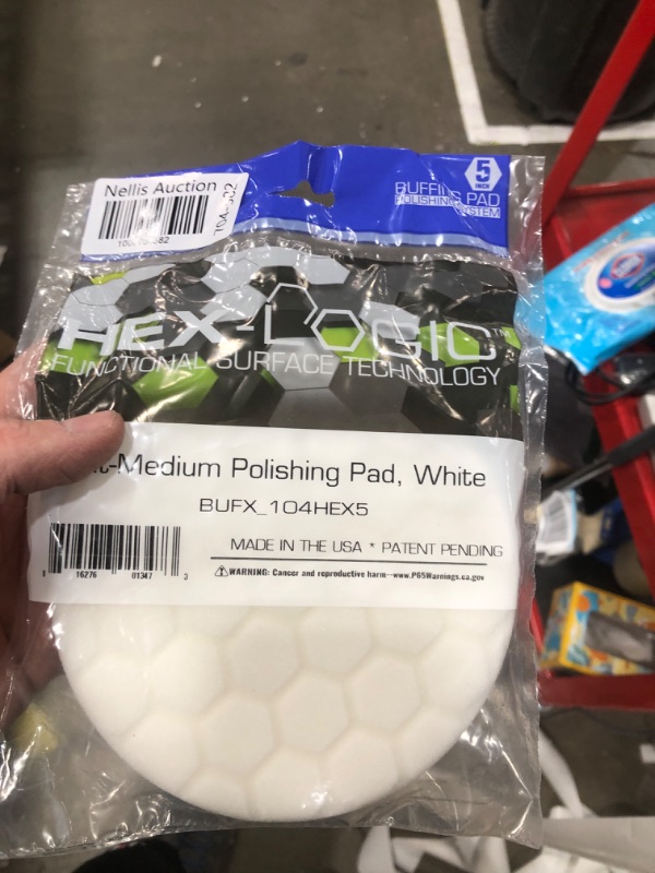 Photo 2 of Chemical Guys BUFX_104_HEX5 Hex-Logic Light-Medium Polishing Pad, White, 5.5" Pad Made for 5" Backing Plates, 1 Pad Included 5.5 Inch Light-Medium Polishing Pad