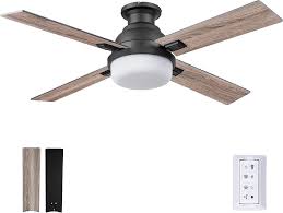 Photo 1 of ***Parts Only***Harbor Breeze Crestwell 52-in Matte Black Color-changing Indoor Flush Mount Ceiling Fan with Light Remote (5-Blade)