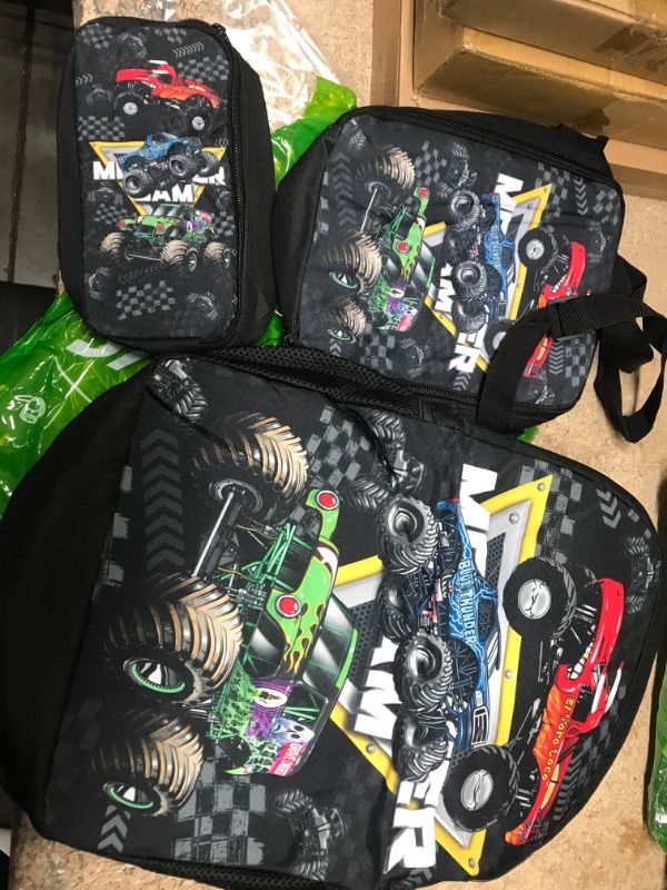 Photo 1 of 3 Piece Kids Monster Truck  Backpack 