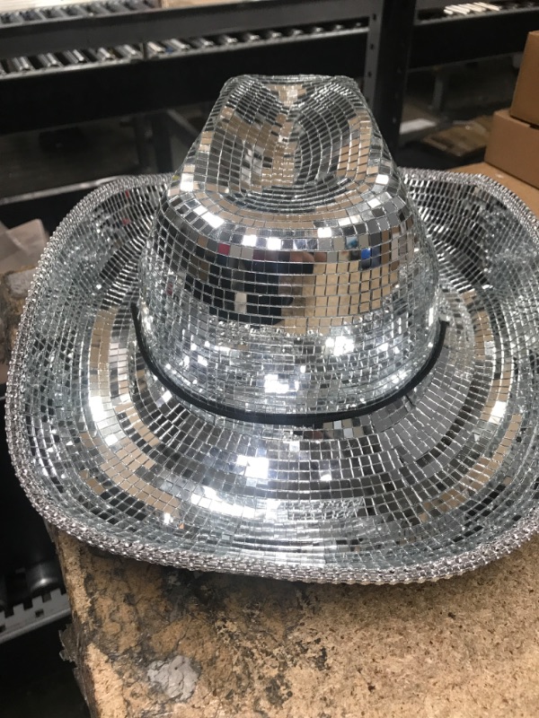 Photo 1 of Disco Cowboy Hat, 360-Degree Dazzling Glitter Cowboy Hat, Rhinestone Cowgirl Hat for Western Party Dress Up Accessories