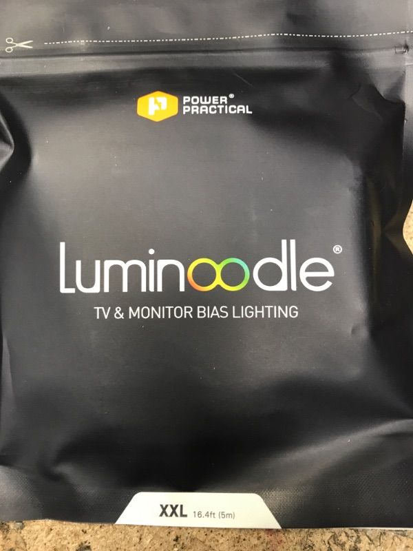 Photo 1 of Power Practical LED Lights for TV in Living Room or Bedroom, Luminoodle Backlight, USB Powered Strips w/Remote for 15 Ambient Color Bias Lighting Options & 10 Brightness Modes, Size (60"-80" TV) XX-Large (60" - 80" TV