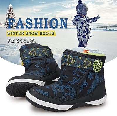 Photo 1 of Boys Snow Boots Boys Winter Boots for Kids Waterproof Winter Snow Boots for Boys Warm Fur Lined Slip Resistant Outdoor (Toddler/Little Boys)