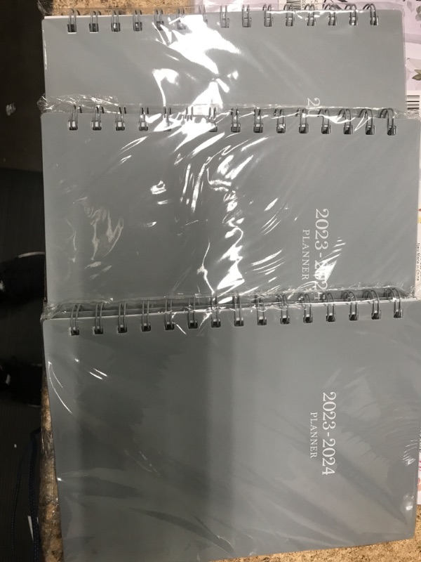 Photo 2 of 3 PK 2023-2024 Planner - Academic Planner 2023-2024 with Tabs, 6.3" x 8.4", July 2023 - June 2024, Weekly and Monthly Planner 2023-2024 with Back Pocket + Thick Paper + Twin-Wire Binding - Grey