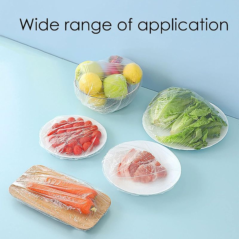 Photo 1 of 200Pcs Elastic Fresh Keeping Bags, Stretch Plastic Wrap Bowl Covers Food Storage Covers Alternative to Foil for Family Outdoor Picnic Universal Kitchen Wrap Seal Caps