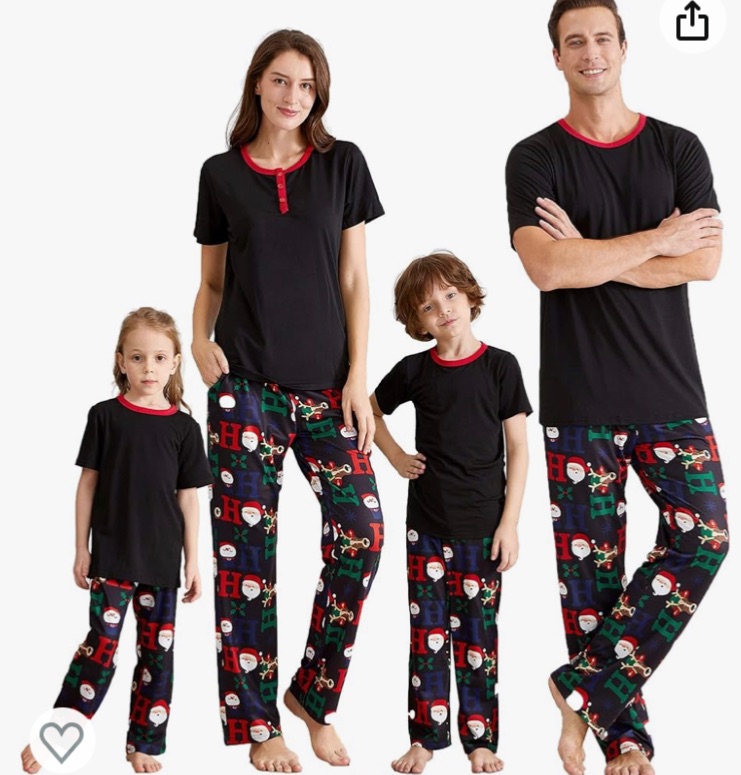 Photo 1 of IFFEI Matching Family Pajamas Sets Christmas PJ's with Short Sleeve Black Tee and HOHOHO Print Pants Loungewear with Pocket
MED 