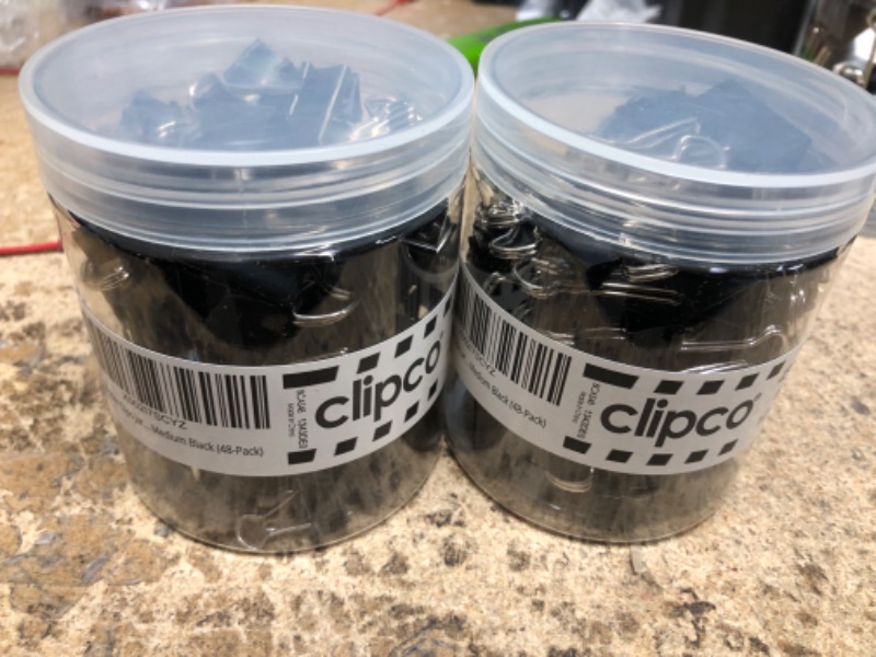 Photo 2 of Clipco Binder Clips Jar Assorted Sizes Micro Mini Small and Medium Black (48-Pack)