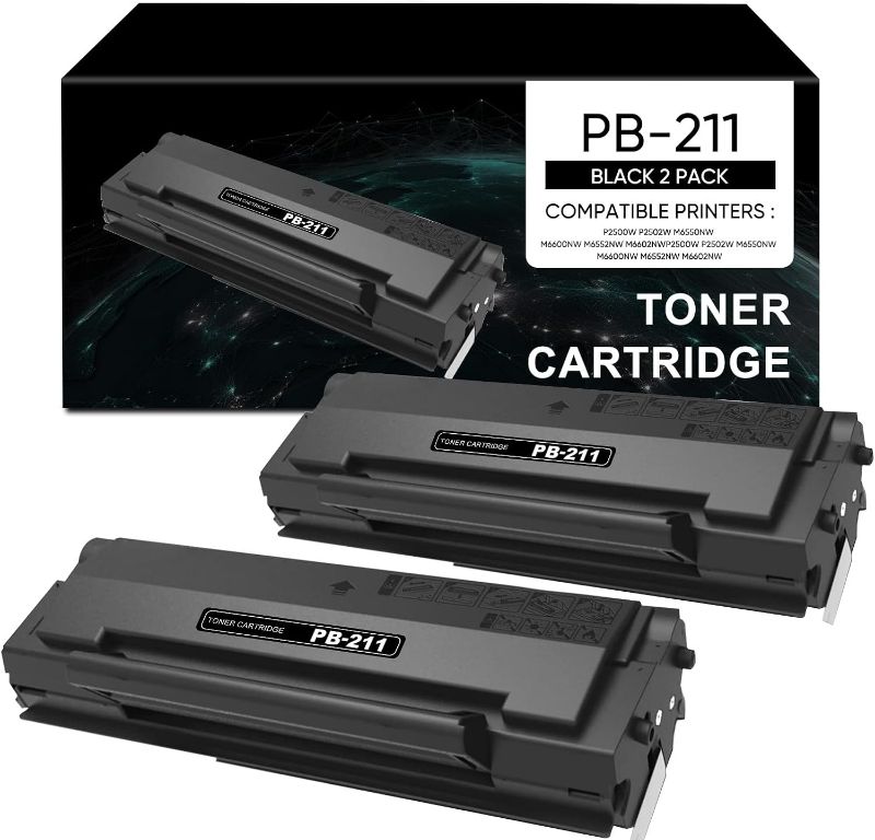 Photo 1 of EUVIVI PB-211 Black Toner Cartridge | 2 Pack PB211 Compatible with PANTUM P2500W P2502W M6550NW M6600NW M6552NW M6602NW Printer ( 1,600 Pages)