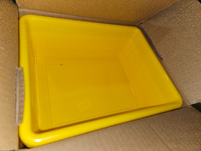 Photo 2 of Storex Letter Size Deep Storage Tray – Organizer Bin with Non-Snap Lid for Classroom, Office and Home, Yellow, 5-Pack (62546U05C) Yellow Deep, Tray With Lid Tray