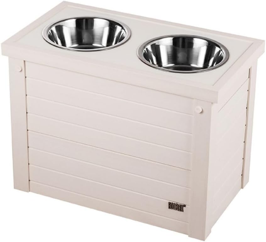 Photo 1 of New Age Pet ecoFLEX Piedmont Pet Diner with Storage - Antique White, Large (EHHF304XL)
