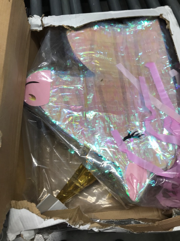 Photo 1 of Large Unicorn Pinata Kit with Blindfold and Stick for Girls Birthday Party Decorations (20 x 14 x 5 In)