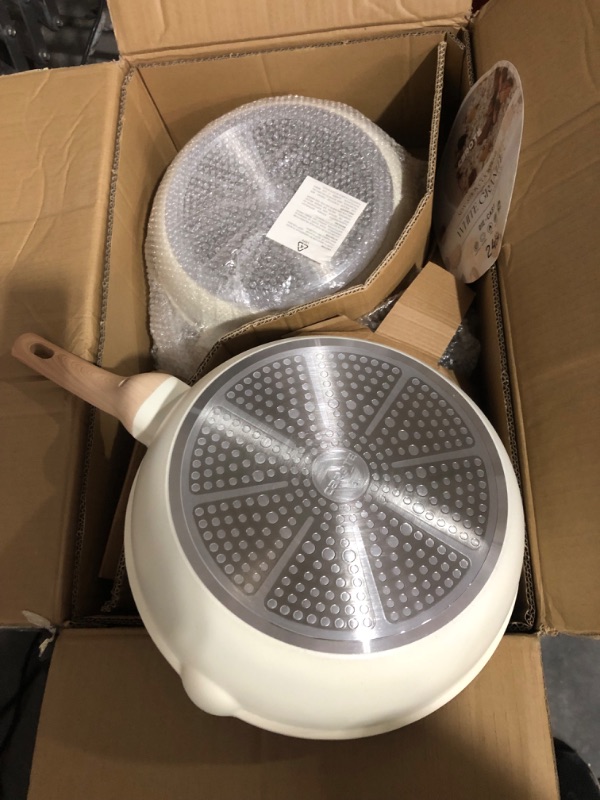 Photo 3 of ***HANDLE DAMAGED - SEE PICTURES***
CAROTE Pots and Pans Set Nonstick White Granite Induction Kitchen Cookware Set 10PC