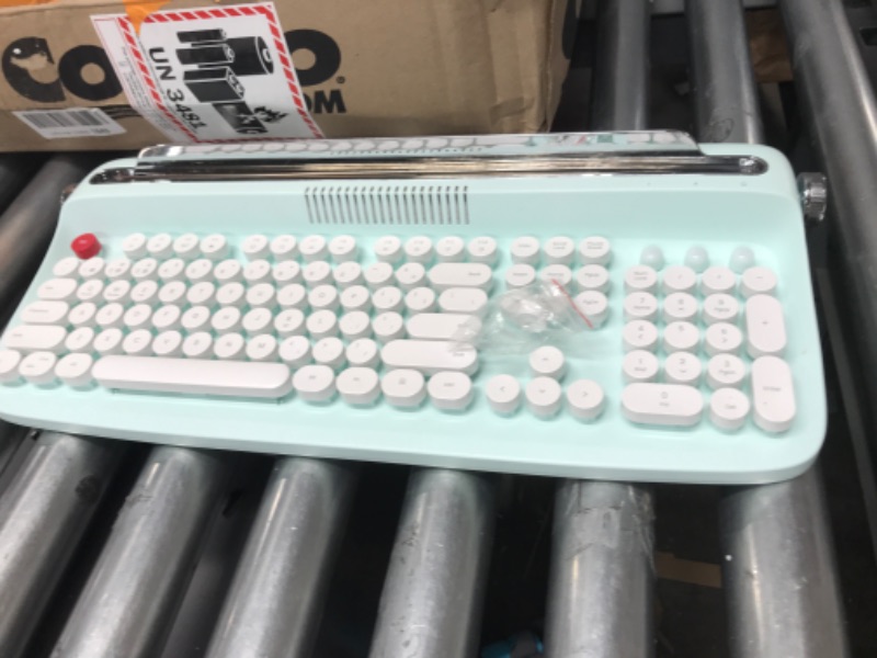 Photo 1 of GOWENIC Typewriter Mechanical Gaming Keyboard, Retro Typewriter Keyboard, 104 Keys BT 5.0 Tablet Wireless Keyboard with Multi Device Integrated Stand, for Win for Android for iOS (Mint Green)
