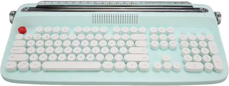 Photo 1 of GOWENIC Typewriter Mechanical Gaming Keyboard, Retro Typewriter Keyboard, 104 Keys BT 5.0 Tablet Wireless Keyboard with Multi Device Integrated Stand, for Win for Android for iOS (Mint Green)
