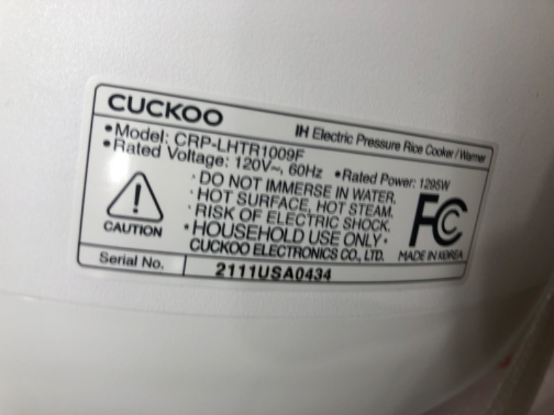 Photo 3 of Cuckoo 10-Cup Twin Pressure Induction Rice Cooker & Warmer
