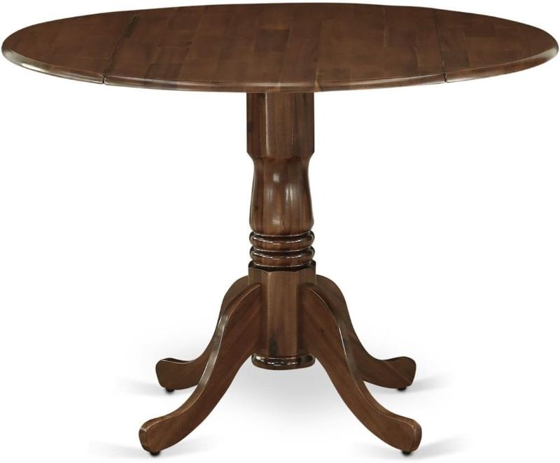 Photo 1 of ***TABLE TOP ONLY*** East West Furniture DLT-AWA-TP Dublin Dining Room Table - a Round Solid Wood Table Top with Dropleaf & Pedestal Base, 42x42 Inch, Walnut
