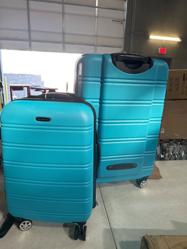 Photo 5 of **READ NOTES BELOW*Rockland Melbourne Hardside Expandable Spinner Wheel Luggage, Turquoise, 2-Piece Set (20/28)
