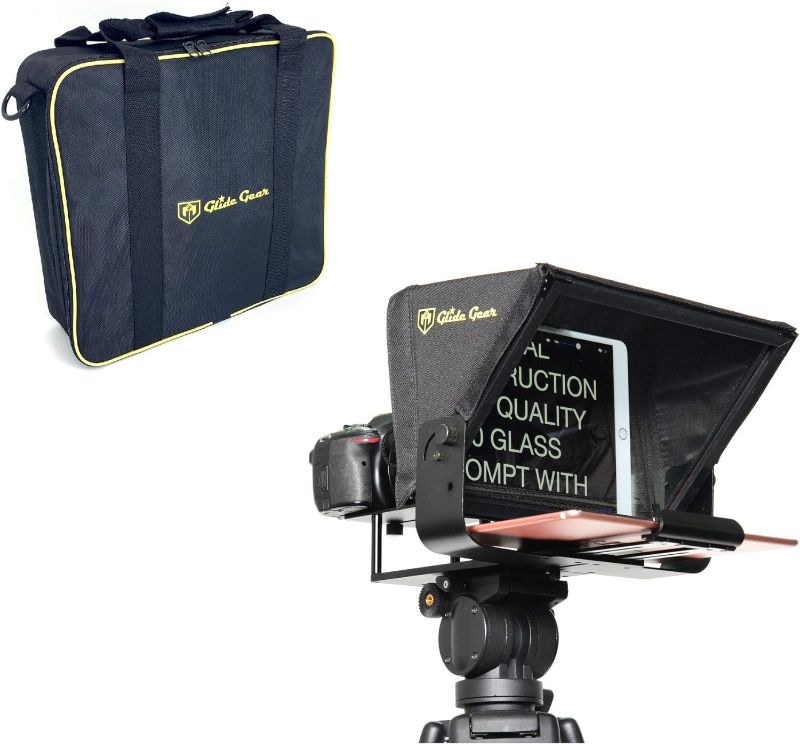 Photo 1 of Glide Gear TMP100 Adjustable iPad/ Tablet/ Smartphone Teleprompter Beam Splitter 70/30 Glass w/ Carry Case No Plastic All Metal / No Assembly Required
