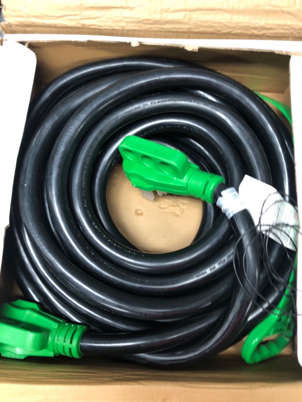 Photo 2 of RVGUARD 50 Amp 50 Foot RV Extension Cord, Heavy Duty STW Cord with LED Power Indicator and Cord Organizer, 14-50P/R Standard Plug, Green, ETL Listed 50 Feet Green 50 Amp