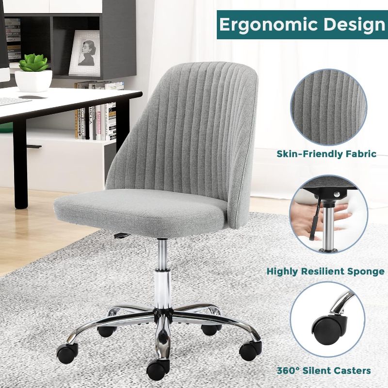 Photo 1 of 
SMUG Home Office Desk Chair, Office Chairs Desk Chair Rolling Task Chair Computer Chair Adjustable with Wheels Armless for Bedroom, Vanity Chair for Makeup...