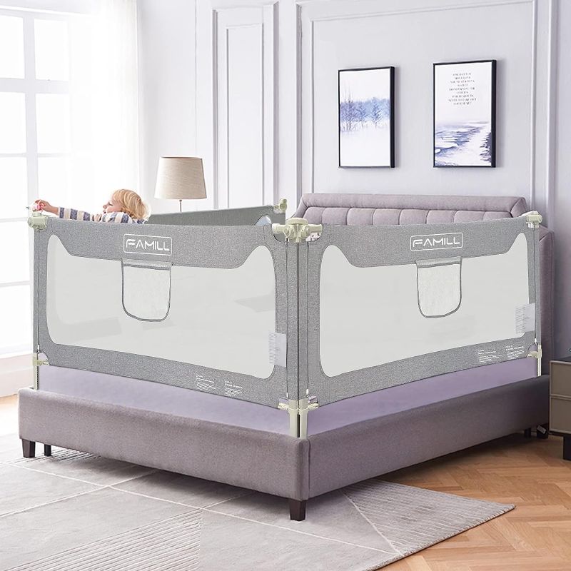 Photo 2 of 
FAMILL Bed Rail for Toddlers,Toddler Bed Rail,Baby,Toddlers Bed Rail Guards,Bed Safety Rails for Children,Fits Twin, Full and Queen Size,(Grey,1 Piece, 54")

