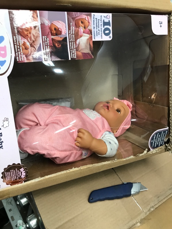 Photo 3 of Baby Born My Real Baby Doll Ava - Light Brown Eyes: Realistic Soft-Bodied Baby Doll Ages 3 & Up, Sound Effects, Drinks & Wets, Mouth Moves, Cries Real Tears, Eyes Open & Close, Pacifier