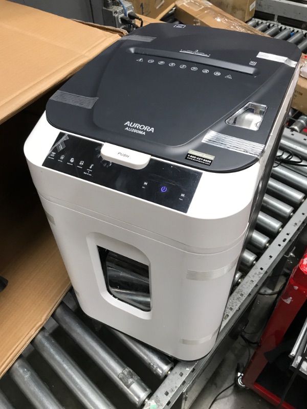 Photo 2 of Aurora Commercial Grade 200-Sheet Auto Feed High Security Micro-Cut Paper Shredder/ 60 Minutes/ Security Level P-5 200-Sheet AutoFeed MicroCut MicroCut