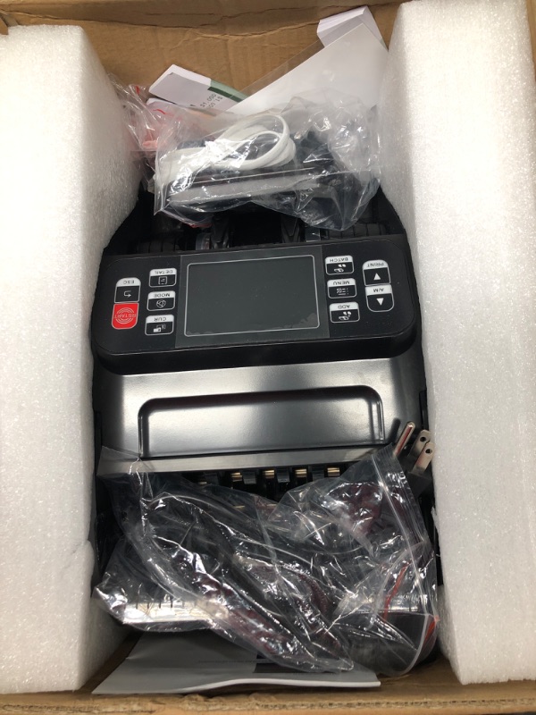 Photo 2 of Aneken N60 Mixed Denomination Money Counter Machine, Value Counting, UV/MG/IR/DD Counterfeit Detection, 3.5" TFT Display Cash Counting Machine, Printer Enabled Bill Counter for Business Pro